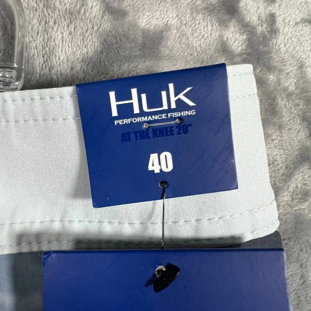 Huk Current Camo Classic Board Shorts Mens 40 New Blue Shorts Fishing Trunks